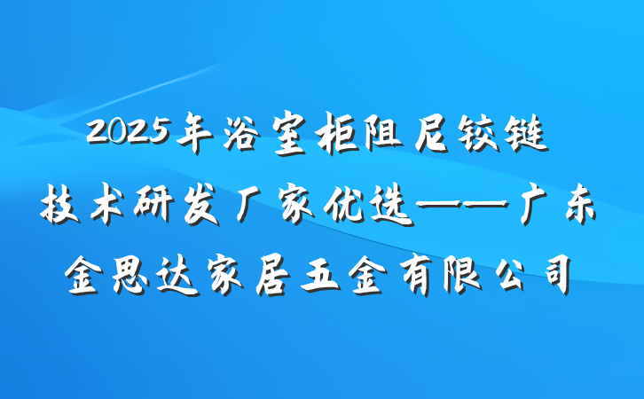 2025年浴室柜阻尼铰链技术研发厂家优选——广东金思达家居五金有限公司