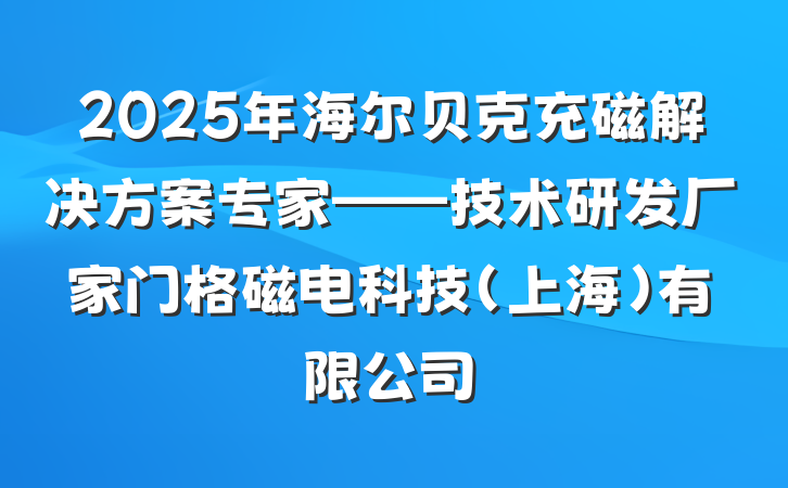 2025年海尔贝克充磁解决方案专家——技术研发厂家门格磁电科技(上海)有限公司