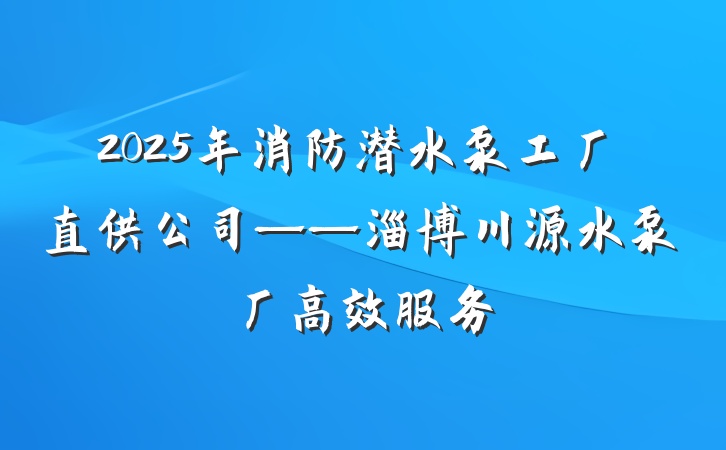 2025年消防潜水泵工厂直供公司——淄博川源水泵厂高效服务