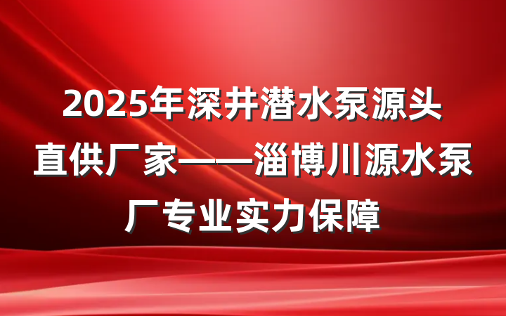 2025年深井潜水泵源头直供厂家——淄博川源水泵厂专业实力保障