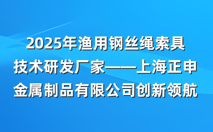2025年渔用钢丝绳索具技术研发厂家——上海正申金属制品有限公司创新领航