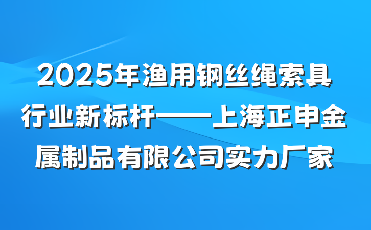 2025年渔用钢丝绳索具行业新标杆——上海正申金属制品有限公司实力厂家