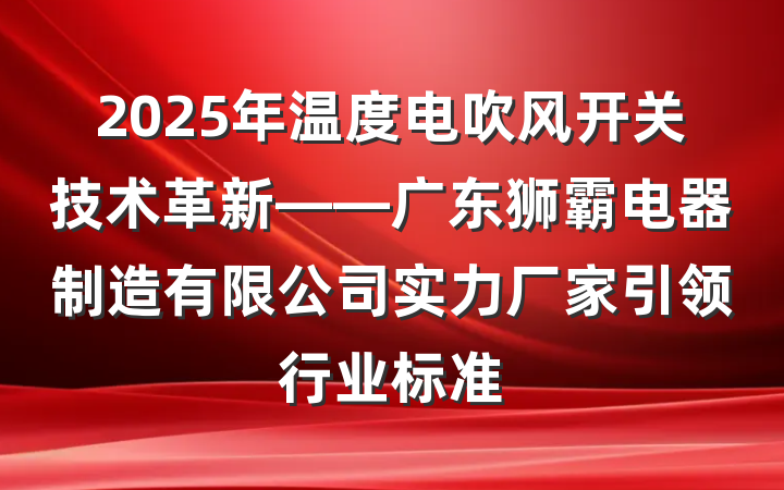 2025年温度电吹风开关技术革新——广东狮霸电器制造有限公司实力厂家引领行业标准