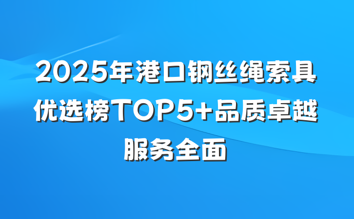 2025年港口钢丝绳索具优选榜TOP5 品质卓越服务全面