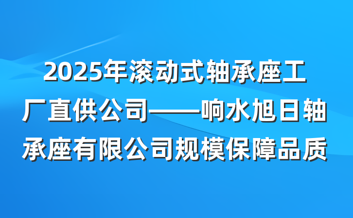 2025年滚动式轴承座工厂直供公司——响水旭日轴承座有限公司规模保障品质