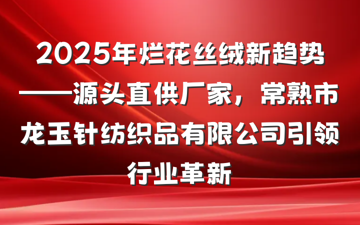 2025年烂花丝绒新趋势——源头直供厂家，常熟市龙玉针纺织品有限公司引领行业革新