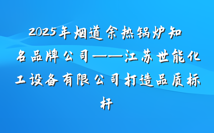 2025年烟道余热锅炉知名品牌公司——江苏世能化工设备有限公司打造品质标杆