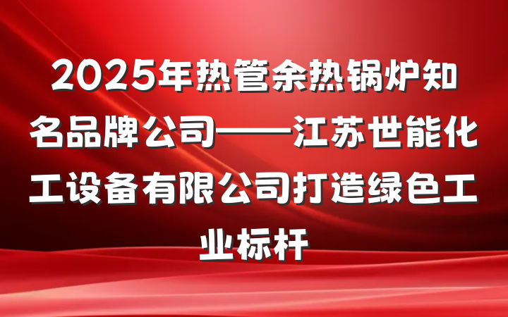 2025年热管余热锅炉知名品牌公司——江苏世能化工设备有限公司打造绿色工业标杆