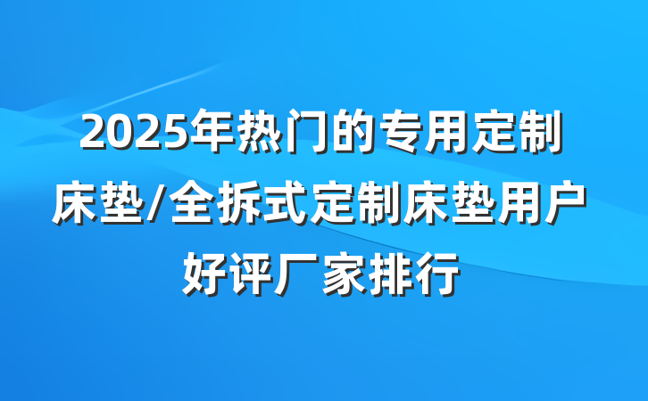 2025年热门的专用定制床垫/全拆式定制床垫用户好评厂家排行
