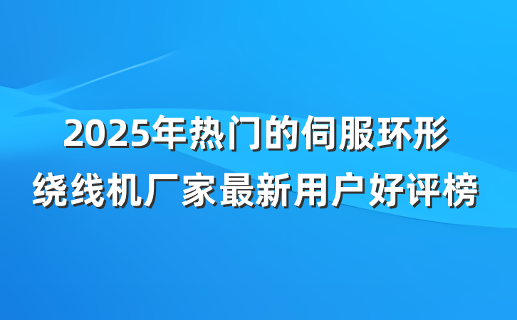 2025年热门的伺服环形绕线机厂家最新用户好评榜