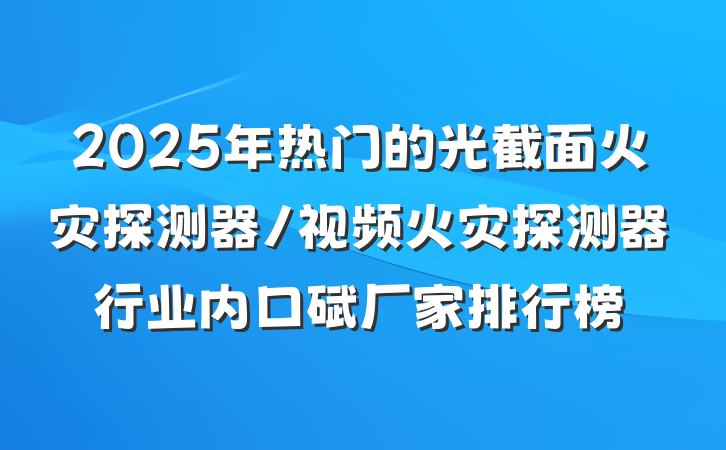 2025年热门的光截面火灾探测器/视频火灾探测器行业内口碑厂家排行榜