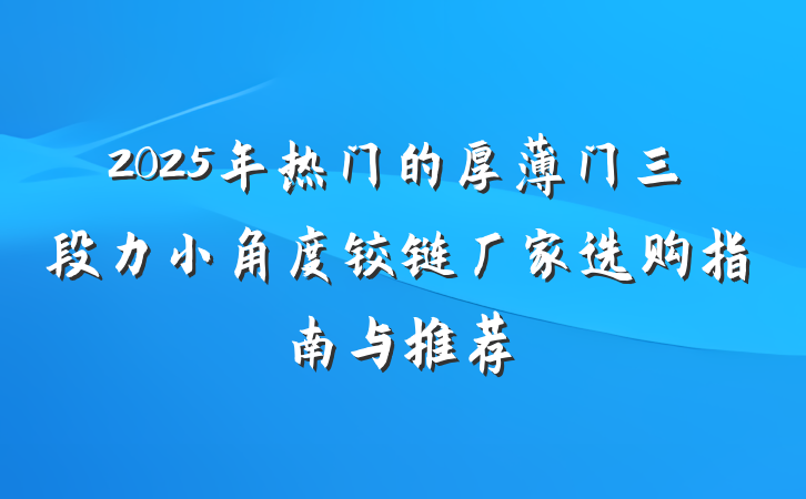 2025年热门的厚薄门三段力小角度铰链厂家选购指南与推荐