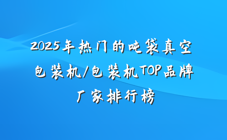 2025年热门的吨袋真空包装机/包装机TOP品牌厂家排行榜