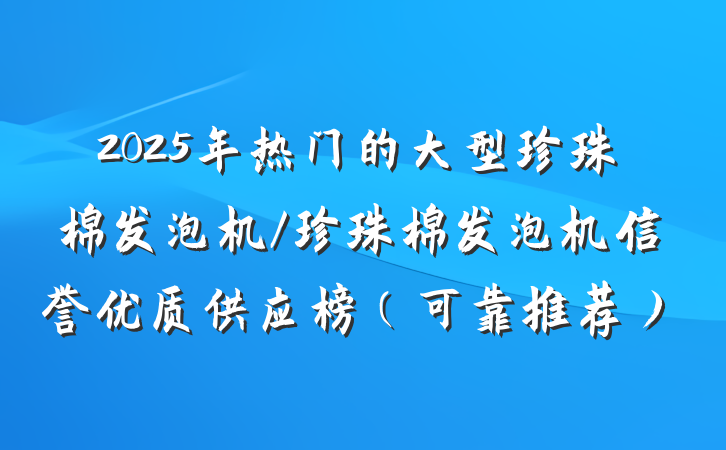2025年热门的大型珍珠棉发泡机/珍珠棉发泡机信誉优质供应榜（可靠推荐）