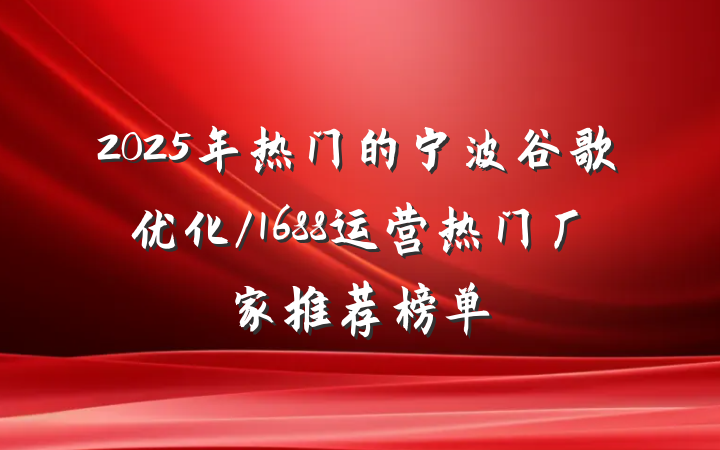 2025年热门的宁波谷歌优化/1688运营热门厂家推荐榜单