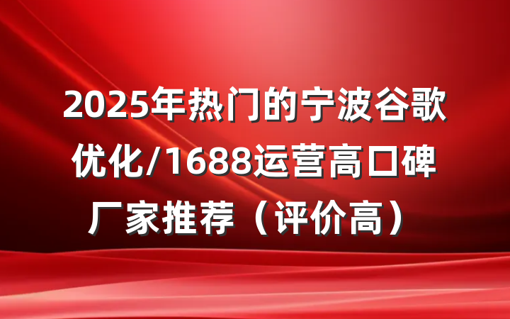 2025年热门的宁波谷歌优化/1688运营高口碑厂家推荐(评价高)