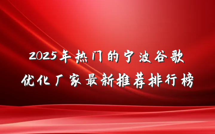 2025年热门的宁波谷歌优化厂家最新推荐排行榜