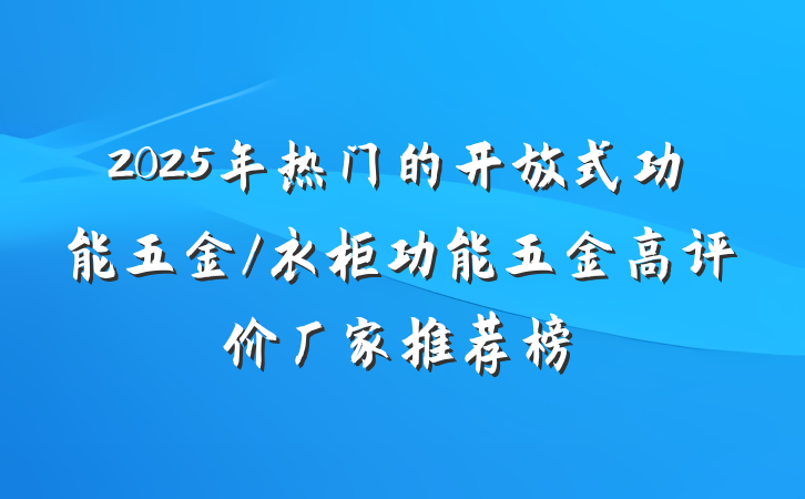 2025年热门的开放式功能五金/衣柜功能五金高评价厂家推荐榜
