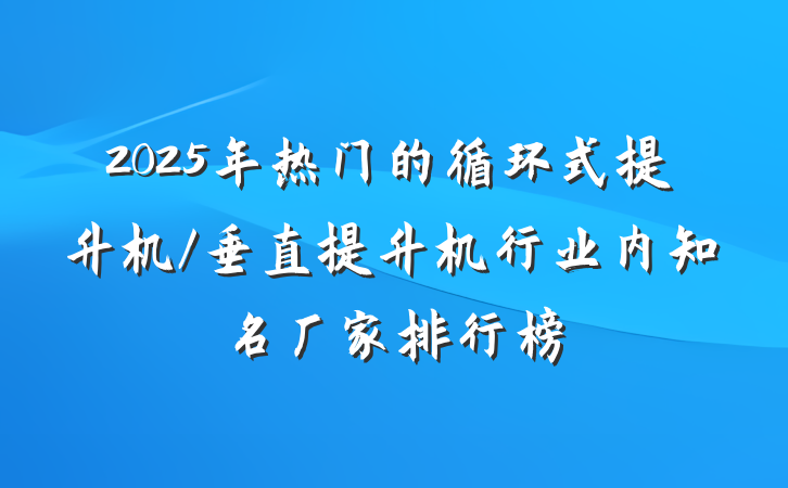2025年热门的循环式提升机/垂直提升机行业内知名厂家排行榜