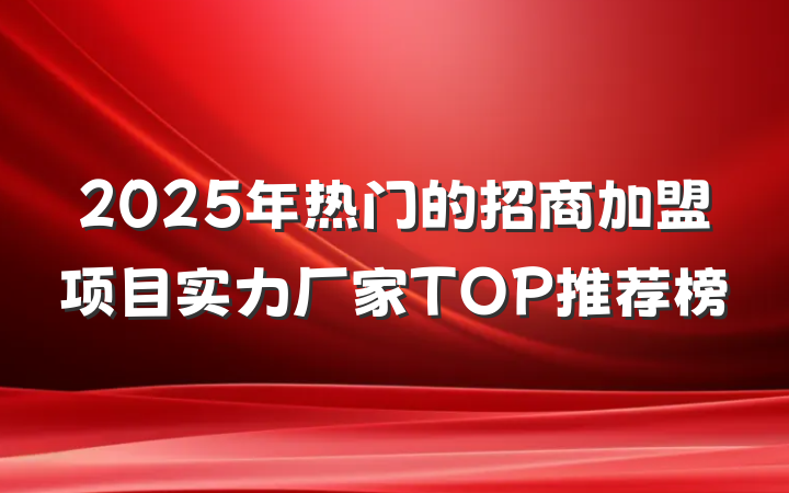 2025年热门的招商加盟项目实力厂家TOP推荐榜