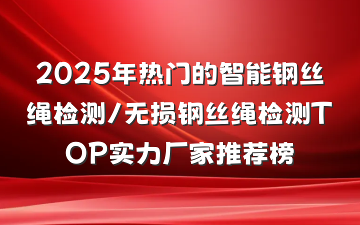 2025年热门的智能钢丝绳检测/无损钢丝绳检测TOP实力厂家推荐榜