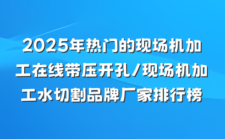 2025年热门的现场机加工在线带压开孔/现场机加工水切割品牌厂家排行榜
