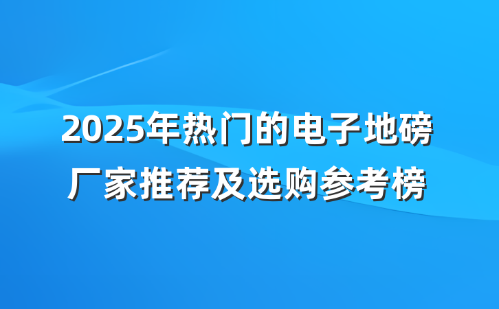 2025年热门的电子地磅厂家推荐及选购参考榜
