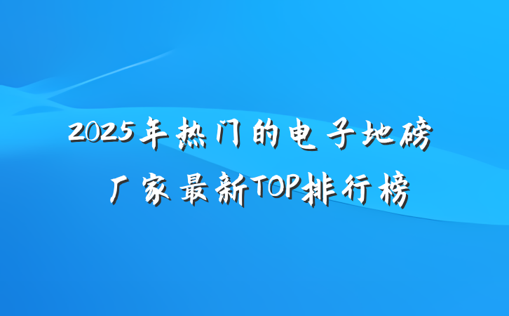 2025年热门的电子地磅厂家最新TOP排行榜