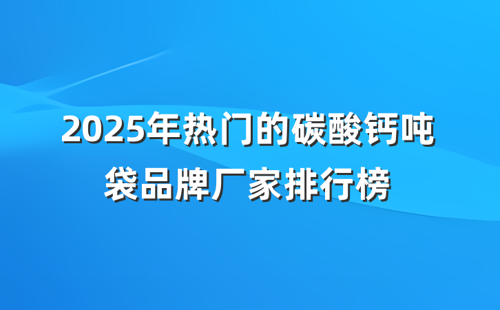 2025年热门的碳酸钙吨袋品牌厂家排行榜