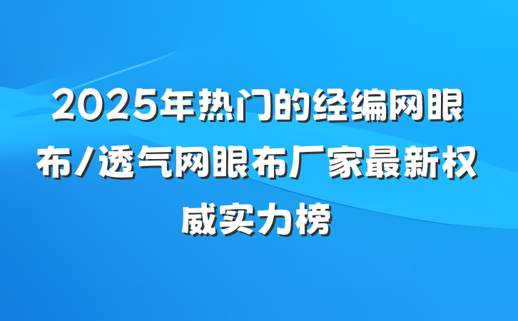 2025年热门的经编网眼布/透气网眼布厂家最新权威实力榜