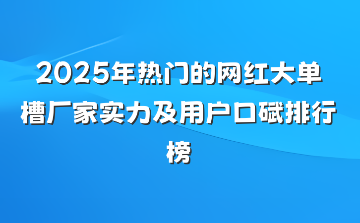 2025年热门的网红大单槽厂家实力及用户口碑排行榜
