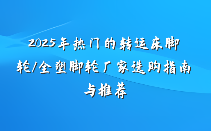 2025年热门的转运床脚轮/全塑脚轮厂家选购指南与推荐
