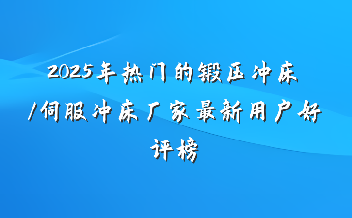 2025年热门的锻压冲床/伺服冲床厂家最新用户好评榜