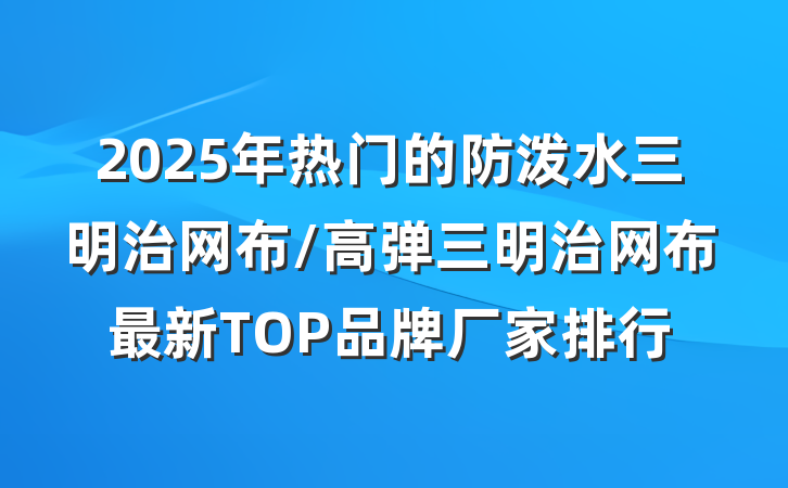 2025年热门的防泼水三明治网布/高弹三明治网布最新TOP品牌厂家排行