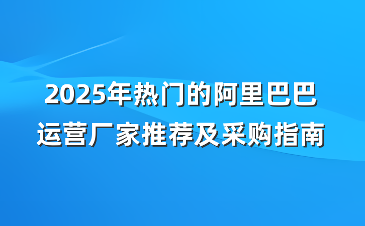 2025年热门的阿里巴巴运营厂家推荐及采购指南