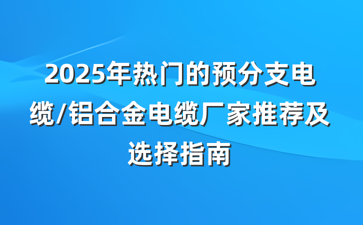 2025年热门的预分支电缆/铝合金电缆厂家推荐及选择指南