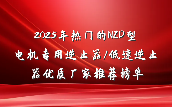 2025年热门的NZD型电机专用逆止器/低速逆止器优质厂家推荐榜单