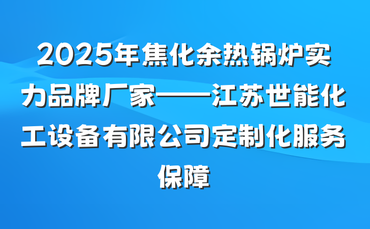 2025年焦化余热锅炉实力品牌厂家——江苏世能化工设备有限公司定制化服务保障