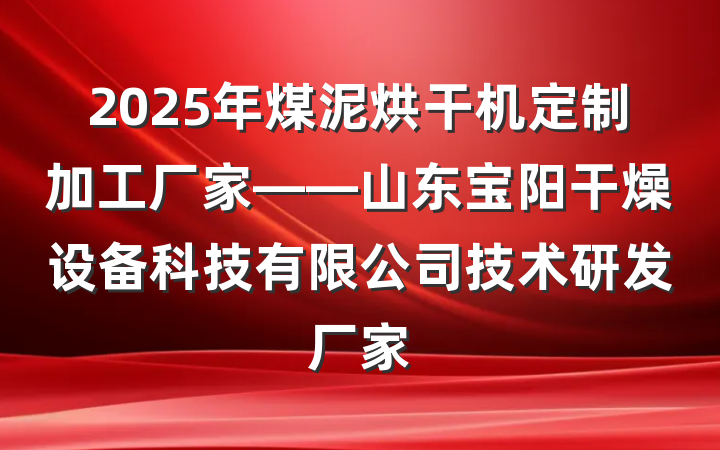 2025年煤泥烘干机定制加工厂家——山东宝阳干燥设备科技有限公司技术研发厂家