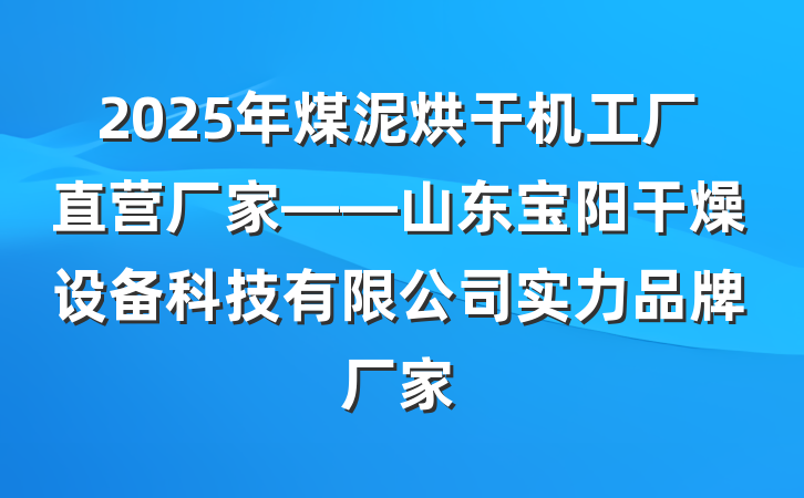 2025年煤泥烘干机工厂直营厂家——山东宝阳干燥设备科技有限公司实力品牌厂家