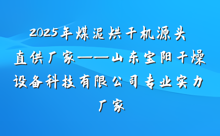 2025年煤泥烘干机源头直供厂家——山东宝阳干燥设备科技有限公司专业实力厂家
