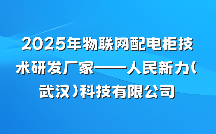 2025年物联网配电柜技术研发厂家——人民新力(武汉)科技有限公司