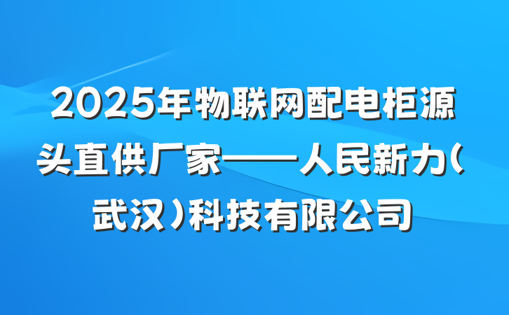 2025年物联网配电柜源头直供厂家——人民新力（武汉）科技有限公司