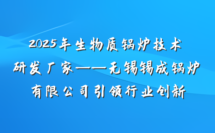 2025年生物质锅炉技术研发厂家——无锡锡成锅炉有限公司引领行业创新