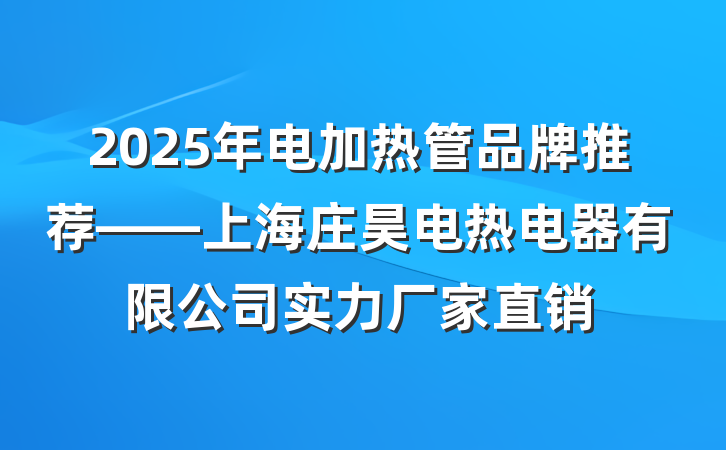 2025年电加热管品牌推荐——上海庄昊电热电器有限公司实力厂家直销