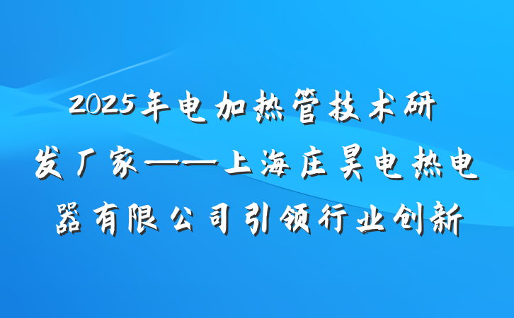 2025年电加热管技术研发厂家——上海庄昊电热电器有限公司引领行业创新