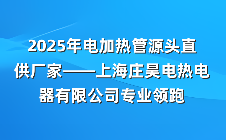 2025年电加热管源头直供厂家——上海庄昊电热电器有限公司专业领跑