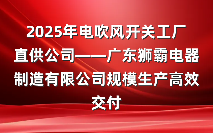 2025年电吹风开关工厂直供公司——广东狮霸电器制造有限公司规模生产高效交付