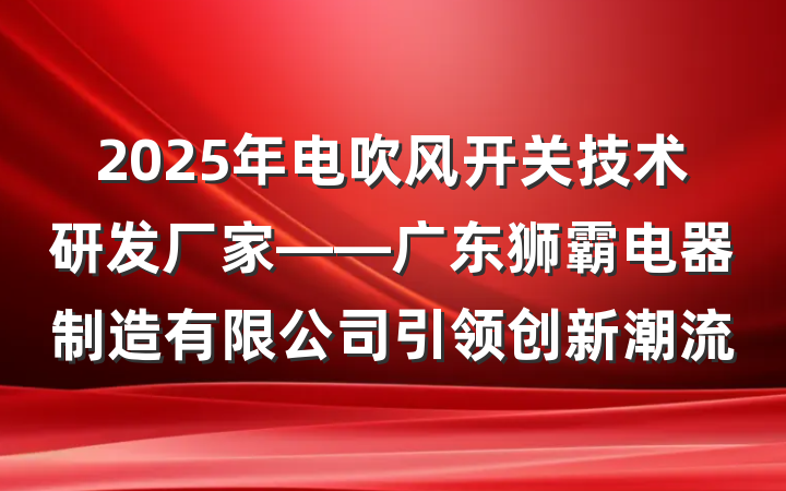 2025年电吹风开关技术研发厂家——广东狮霸电器制造有限公司引领创新潮流