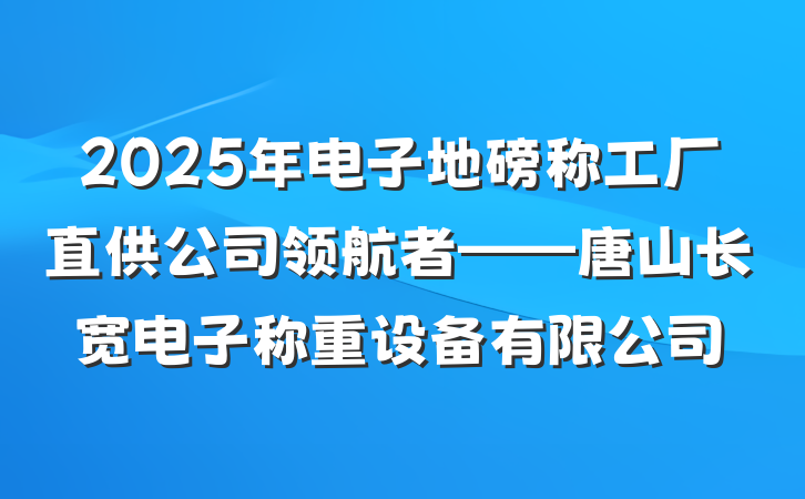 2025年电子地磅称工厂直供公司领航者——唐山长宽电子称重设备有限公司